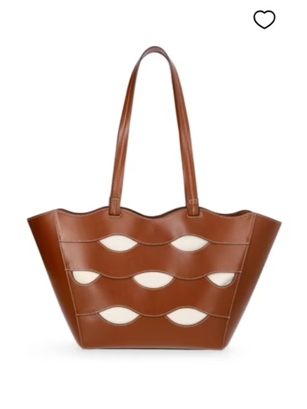 Brown Leather Wave-Detail Tote Bag